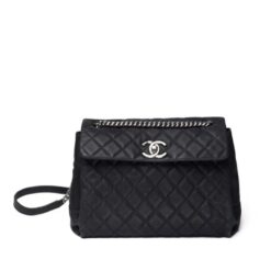 Chanel Black Quilted Matte Caviar Lady Pearly Flap Bag Silver Hardware