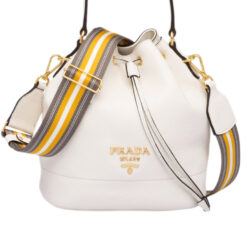 Prada Leather Bucket Bag in White