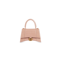 WOMEN'S HOURGLASS SMALL HANDBAG CROCODILE EMBOSSED IN NUDE