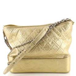 Chanel Gabrielle Hobo Quilted Metallic Aged Calfskin Large