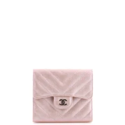 Chanel CC Compact Classic Flap Wallet Chevron Caviar