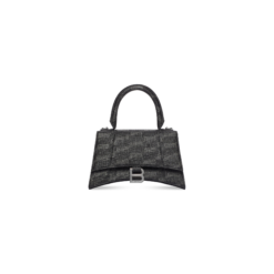 WOMEN'S HOURGLASS SMALL HANDBAG BB MONOGRAM COATED CANVAS IN BLACK