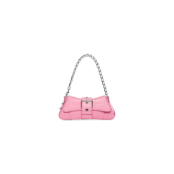 WOMEN'S LINDSAY SMALL SHOULDER BAG WITH STRAP CROCODILE EMBOSSED IN LIGHT PINK