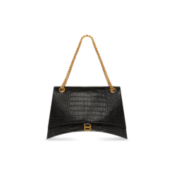 WOMEN'S CRUSH LARGE CHAIN BAG CROCODILE EMBOSSED IN BLACK