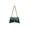 WOMEN'S CRUSH SMALL CHAIN BAG CROCODILE EMBOSSED IN FOREST GREEN