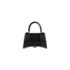 WOMEN'S HOURGLASS SMALL HANDBAG CROCODILE EMBOSSED IN BLACK