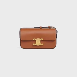 TRIOMPHE SHOULDER BAG IN NATURAL CALFSKIN TAN