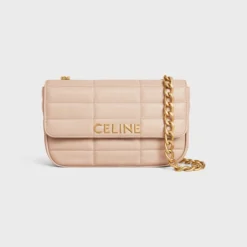 CHAIN SHOULDER BAG MATELASSE MONOCHROME CELINE IN QUILTED GOATSKIN NUD