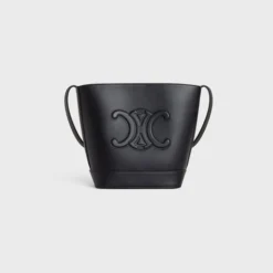 SMALL BUCKET CUIR TRIOMPHE IN SMOOTH CALFSKIN BLACK