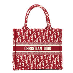 CHRISTIAN DIOR Oblique Small Book Tote Burgundy Multicolor