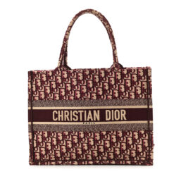 CHRISTIAN DIOR Oblique Medium Book Tote Burgundy Multicolor