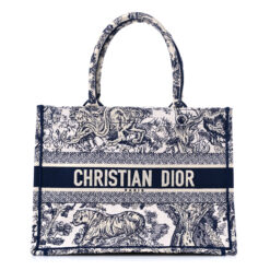 CHRISTIAN DIOR Canvas Embroidered Medium Dioriviera Toile De Jouy Book Tote Blue
