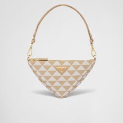 Embroidered fabric mini-bag - Beige/Chalk White