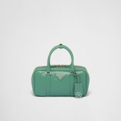 Prada Small antique nappa leather top handle bag - Sage Green