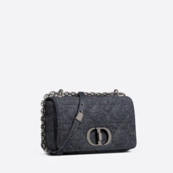 MEDIUM DIOR CARO BAG Navy Blue Macrocannage Felt