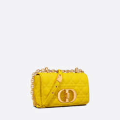 SMALL DIOR CARO BAG Yellow Supple Cannage Calfskin