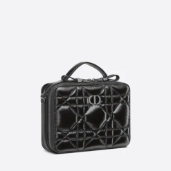 DIOR CARO BOX BAG Black Quilted Macrocannage Calfskin