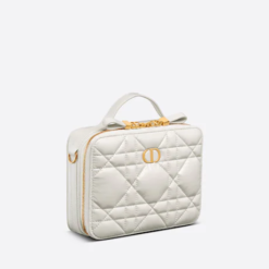 DIOR CARO BOX BAG Latte Quilted Macrocannage Calfskin