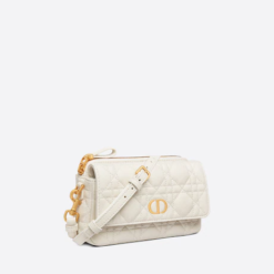 DIOR CARO POUCH Latte Supple Cannage Calfskin