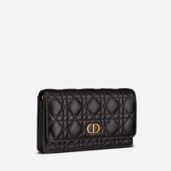 DIOR CARO POUCH Black Supple Cannage Calfskin