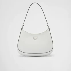 Prada Cleo brushed leather shoulder bag - White/Black