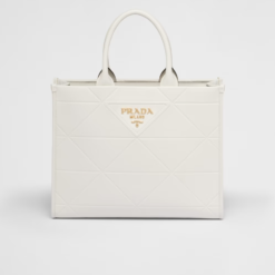 Prada Medium leather Symbole bag with topstitching - White