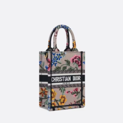 MINI DIOR BOOK TOTE PHONE BAG Pink Multicolor Dior Petites Fleurs Embroidery (13 x 18 x 5 cm)
