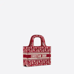 MINI DIOR BOOK TOTE Burgundy Dior Oblique Embroidery (22.5 x 15 x 6 cm)