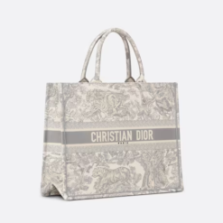 LARGE DIOR BOOK TOTE Gray Toile de Jouy Embroidery (42 x 35 x 18.5 cm)