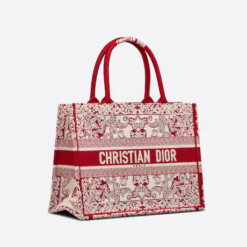 MEDIUM DIOR BOOK TOTE White and Red Dior Bandana Embroidery (36 x 27.5 x 16.5 cm)