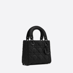 MINI LADY DIOR BAG Black Ultramatte Cannage Calfskin