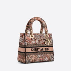MEDIUM LADY D-LITE BAG Powder Pink Dior Jardin Magique Embroidery