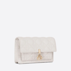 LADY DIOR CHAIN POUCH Latte Cannage Lambskin