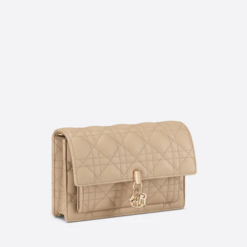 LADY DIOR CHAIN POUCH Sand-Colored Cannage Lambskin