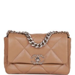 Chanel Medium 19 Flap Bag Beige Calfskin Mixed Hardware