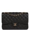 Chanel Jumbo Classic Double Flap Bag Black Caviar Gold Hardware