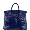 Hermès Birkin 25 Bleu Electric Shiny Niloticus Crocodile Palladium Hardware