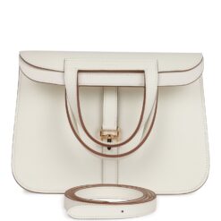 Hermès Halzan 25 White Evercolor Gold Hardware