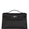 Hermès Kelly Pochette Black Swift Palladium Hardware
