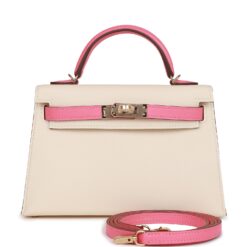 Hermès Special Order (HSS) Kelly Sellier 20 Nata and Rose Azalee Epsom Permabrass Hardware