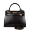 Hermès Kelly Sellier 28 Black Box Gold Hardware