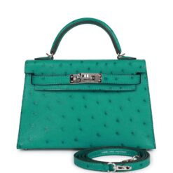 Hermès Kelly Sellier 20 Vert Verone Ostrich Palladium Hardware