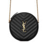 YSL Vinyle Round Camera Bag in Chevron-Quilted Grain de Poudre Embossed Leather